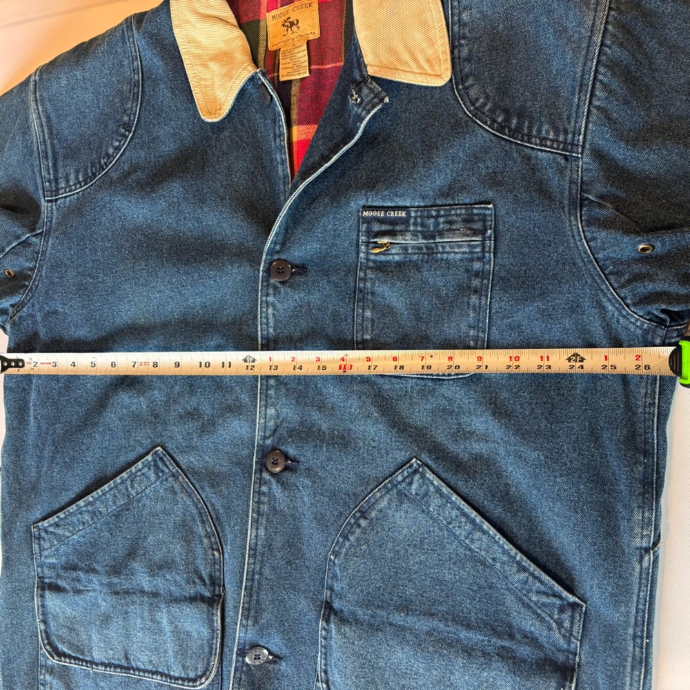 VINTAGE MOOSE CREEK 100% Cotton Denim Jean Barn Coat with Flannel Lining Sz XL - Picture 6 of 14